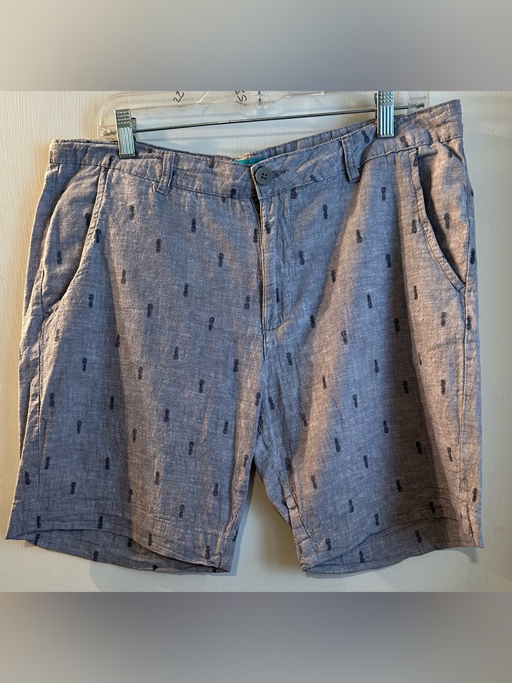 Men's Tenth + Ocean Casual Chambray Patterned Shorts - Blue/Gray Size 36